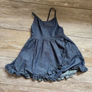 Ivy Greis Girls Denim Ruffle Dress Cross Back Boutique